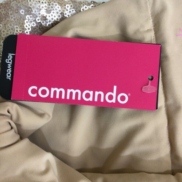 Commando High Waist Sliming Technology Sequin Leggings Champagne Blush Gold L - Picture 4 of 7